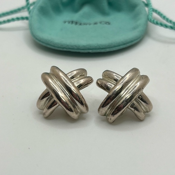Vintage Tiffany & Co. 1990 Sterling Silver Signature X Earrings - Picture 6 of 7